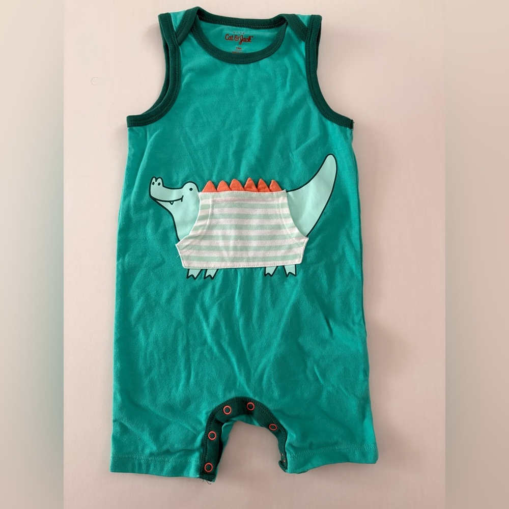Target Cat & Jack Green Dinosaur Baby Romper